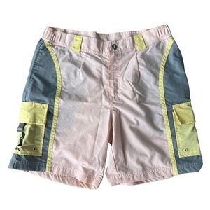 Old Harbor Outfitters OHO Cargo Swim Shorts Pink / Grey / Yellow Men's Large (L)